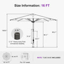 PURPLE LEAF Luxury Market Patio Umbrella, Hydraulic Lift System, Umbrella Base with Wheels
