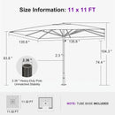PURPLE LEAF Luxury Market Patio Umbrella, Hydraulic Lift System, Umbrella Base with Wheels