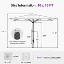 PURPLE LEAF Luxury Market Patio Umbrella, Hydraulic Lift System, Umbrella Base with Wheels