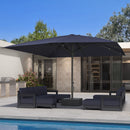 PURPLE LEAF Luxury Market Umbrella Heavy-Duty Commercial Hydraulic Semi-Automatic Patio Umbrella