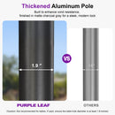 PURPLE LEAF Luxury Market Patio Umbrella, Hydraulic Lift System, Umbrella Base with Wheels