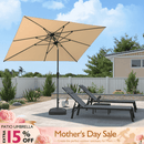 PURPLE LEAF Porch Table Umbrella with Crank and Tilt, Market Patio Umbrella