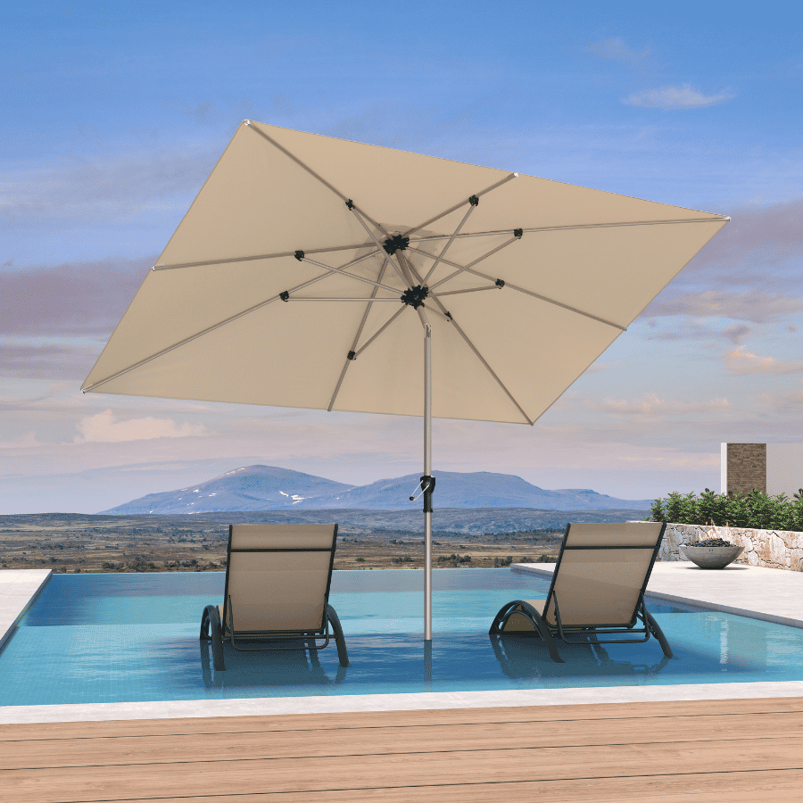 8x8ft Tilting Patio Table Umbrella Outdoor Garden Umbrella, Navy Blue