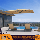 PURPLE LEAF Semi-Auto Extra Large Patio Umbrella Premium Commercial Market Umbrella for Garden, Café and Hotel