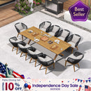 PURPLE LEAF Teak Patio Dining Set with Cushions and Pillow All-Weather Wicker Patio Table Set for Garden, Deck, and Yard