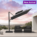 PURPLE LEAF Offset Cantilever Patio Umbrella with Charcoal Metal Frame, Vented Canopy for Yard Garden