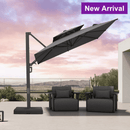 PURPLE LEAF Offset Cantilever Patio Umbrella with Charcoal Metal Frame, Vented Canopy for Yard Garden