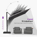 PURPLE LEAF Offset Cantilever Patio Umbrella with Charcoal Metal Frame, Vented Canopy for Yard Garden