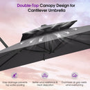PURPLE LEAF Offset Cantilever Patio Umbrella with Charcoal Metal Frame, Vented Canopy for Yard Garden
