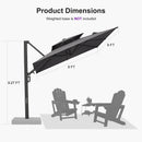 PURPLE LEAF Offset Cantilever Patio Umbrella with Charcoal Metal Frame, Vented Canopy for Yard Garden