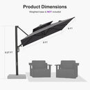 PURPLE LEAF Offset Cantilever Patio Umbrella with Charcoal Metal Frame, Vented Canopy for Yard Garden