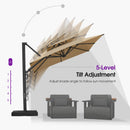 PURPLE LEAF Offset Cantilever Patio Umbrella with Charcoal Metal Frame, Vented Canopy for Yard Garden