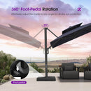 PURPLE LEAF Offset Cantilever Patio Umbrella with Charcoal Metal Frame, Vented Canopy for Yard Garden