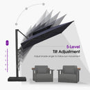 PURPLE LEAF Offset Cantilever Patio Umbrella with Charcoal Metal Frame, Vented Canopy for Yard Garden