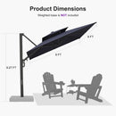 PURPLE LEAF Offset Cantilever Patio Umbrella with Charcoal Metal Frame, Vented Canopy for Yard Garden