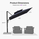 PURPLE LEAF Offset Cantilever Patio Umbrella with Charcoal Metal Frame, Vented Canopy for Yard Garden