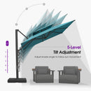 PURPLE LEAF Offset Cantilever Patio Umbrella with Charcoal Metal Frame, Vented Canopy for Yard Garden