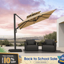 PURPLE LEAF Offset Cantilever Patio Umbrella with Charcoal Metal Frame, Vented Canopy for Yard Garden