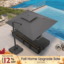 PURPLE LEAF Offset Cantilever Patio Umbrella with Charcoal Metal Frame, Vented Canopy for Yard Garden