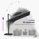 PURPLE LEAF Offset Cantilever Patio Umbrella with Charcoal Metal Frame, Vented Canopy for Yard Garden
