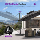 PURPLE LEAF Offset Cantilever Patio Umbrella with Charcoal Metal Frame, Vented Canopy for Yard Garden
