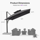 PURPLE LEAF Offset Cantilever Patio Umbrella with Charcoal Metal Frame, Vented Canopy for Yard Garden