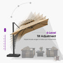 PURPLE LEAF Offset Cantilever Patio Umbrella with Charcoal Metal Frame, Vented Canopy for Yard Garden