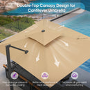 PURPLE LEAF Offset Cantilever Patio Umbrella with Charcoal Metal Frame, Vented Canopy for Yard Garden