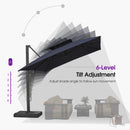 PURPLE LEAF Offset Cantilever Patio Umbrella with Charcoal Metal Frame, Vented Canopy for Yard Garden