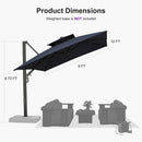 PURPLE LEAF Offset Cantilever Patio Umbrella with Charcoal Metal Frame, Vented Canopy for Yard Garden