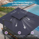 PURPLE LEAF Offset Cantilever Patio Umbrella with Charcoal Metal Frame, Vented Canopy for Yard Garden