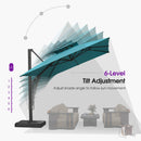 PURPLE LEAF Offset Cantilever Patio Umbrella with Charcoal Metal Frame, Vented Canopy for Yard Garden