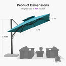 PURPLE LEAF Offset Cantilever Patio Umbrella with Charcoal Metal Frame, Vented Canopy for Yard Garden