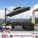 PURPLE LEAF Offset Cantilever Patio Umbrella with Charcoal Metal Frame, Vented Canopy for Yard Garden