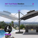 PURPLE LEAF Offset Cantilever Patio Umbrella with Charcoal Metal Frame, Vented Canopy for Yard Garden