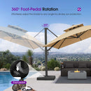 PURPLE LEAF Offset Cantilever Patio Umbrella with Charcoal Metal Frame, Vented Canopy for Yard Garden