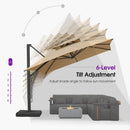 PURPLE LEAF Offset Cantilever Patio Umbrella with Charcoal Metal Frame, Vented Canopy for Yard Garden