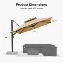PURPLE LEAF Offset Cantilever Patio Umbrella with Charcoal Metal Frame, Vented Canopy for Yard Garden