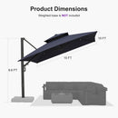 PURPLE LEAF Offset Cantilever Patio Umbrella with Charcoal Metal Frame, Vented Canopy for Yard Garden