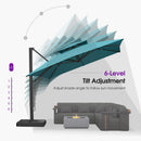 PURPLE LEAF Offset Cantilever Patio Umbrella with Charcoal Metal Frame, Vented Canopy for Yard Garden