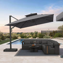 PURPLE LEAF Offset Cantilever Patio Umbrella with Charcoal Metal Frame, Vented Canopy for Yard Garden