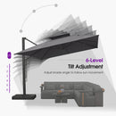 PURPLE LEAF Offset Cantilever Patio Umbrella with Charcoal Metal Frame, Vented Canopy for Yard Garden
