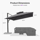 PURPLE LEAF Offset Cantilever Patio Umbrella with Charcoal Metal Frame, Vented Canopy for Yard Garden