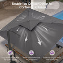 PURPLE LEAF Offset Cantilever Patio Umbrella with Charcoal Metal Frame, Vented Canopy for Yard Garden