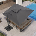 PURPLE LEAF Offset Cantilever Patio Umbrella with Charcoal Metal Frame, Vented Canopy for Yard Garden