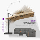 PURPLE LEAF Offset Cantilever Patio Umbrella with Charcoal Metal Frame, Vented Canopy for Yard Garden