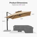 PURPLE LEAF Offset Cantilever Patio Umbrella with Charcoal Metal Frame, Vented Canopy for Yard Garden