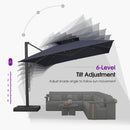 PURPLE LEAF Offset Cantilever Patio Umbrella with Charcoal Metal Frame, Vented Canopy for Yard Garden