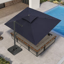 PURPLE LEAF Offset Cantilever Patio Umbrella with Charcoal Metal Frame, Vented Canopy for Yard Garden