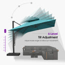 PURPLE LEAF Offset Cantilever Patio Umbrella with Charcoal Metal Frame, Vented Canopy for Yard Garden